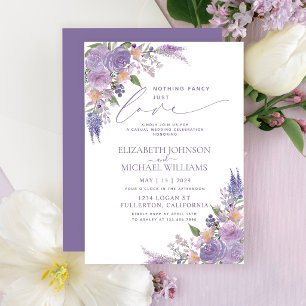 Nothing Fancy Just Love Lilac Lavender Wedding Invitation