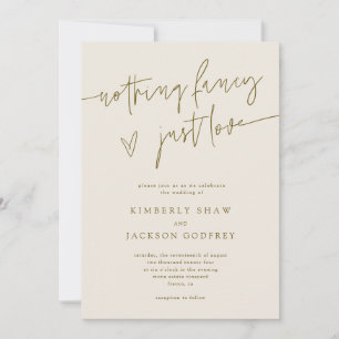 Nothing Fancy Just Love Minimal Cream Wedding Invitation