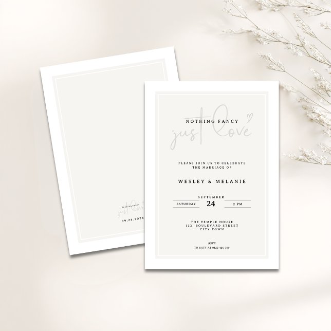 Nothing Fancy Just Love Minimal Elegant Wedding Invitation (Nothing fancy just love minimalist wedding invitation)