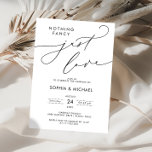 Nothing Fancy Just Love Minimal Wedding Reception Invitation<br><div class="desc">The Nothing Fancy, Just Love Minimalist Wedding Reception Invitation is the epitome of effortless elegance and modern simplicity. Designed for couples who believe that love is the true centerpiece of their celebration, this invitation features a clean, uncluttered layout with a focus on beautiful typography. Simple yet sophisticated, it’s a beautiful...</div>