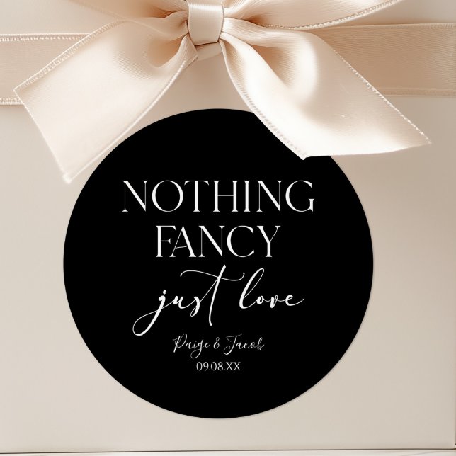 Nothing Fancy Just Love Minimalist Casual Wedding Classic Round Sticker (Creator Uploaded)