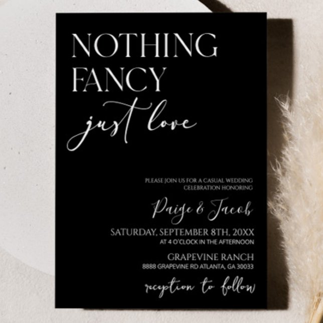 Nothing Fancy Just Love Minimalist Casual Wedding Invitation (Creator Uploaded)