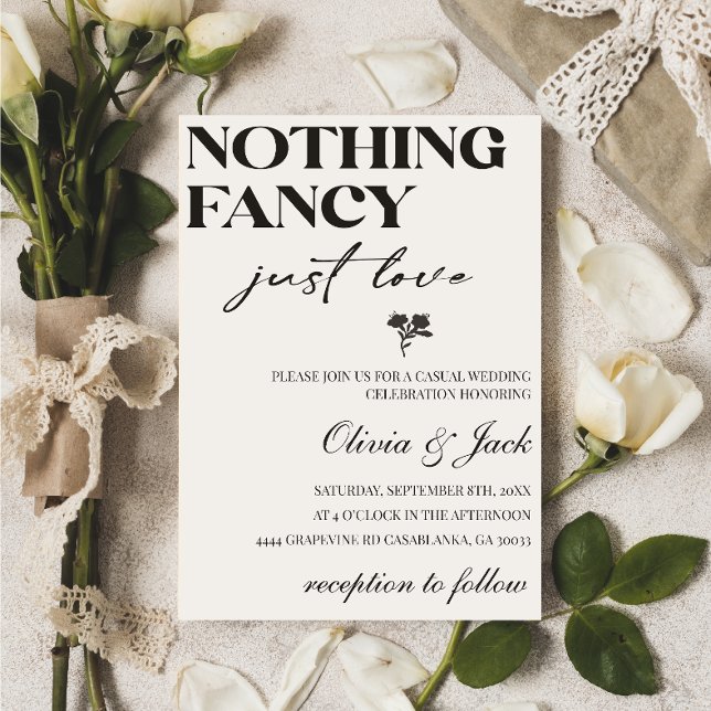 Nothing Fancy Just Love Minimalist Casual Wedding Invitation (Creator Uploaded)