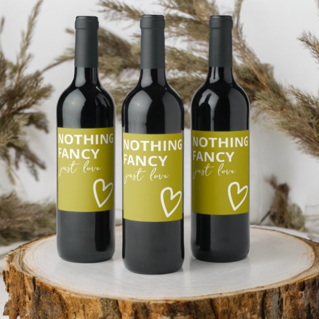 Nothing Fancy Just Love Minimalist Green Wedding Wine Label (Nothing Fancy Just Love Minimalist Green Wedding Wine Labels from Ricaso. Fun bold wedding labels.)