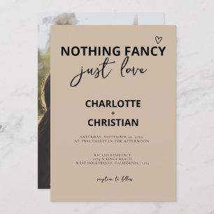 Nothing Fancy Just Love Minimalist Kraft Wedding Invitation