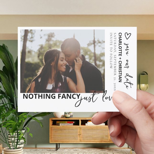Nothing Fancy Just Love Minimalist Save The Date (Nothing Fancy Just Love Minimalist Save The Date from Ricaso. Add own photo & details to modern card)