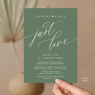 Nothing Fancy Just Love Minimalist Wedding Dinner Invitation