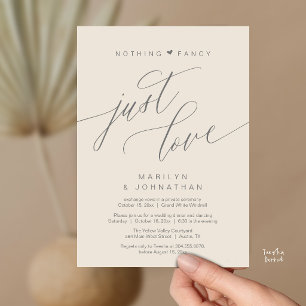 Nothing Fancy Just Love Minimalist Wedding Dinner Invitation