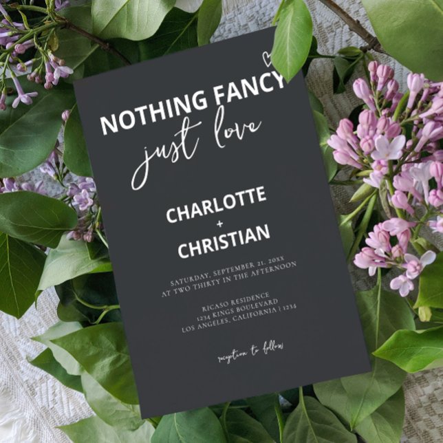 Nothing Fancy Just Love Minimalist Wedding Invitation (Nothing Fancy Just Love Minimalist Wedding Invitations from Ricaso. Modern invite with photo to back)