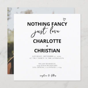 Nothing Fancy Just Love Minimalist Wedding Invitation