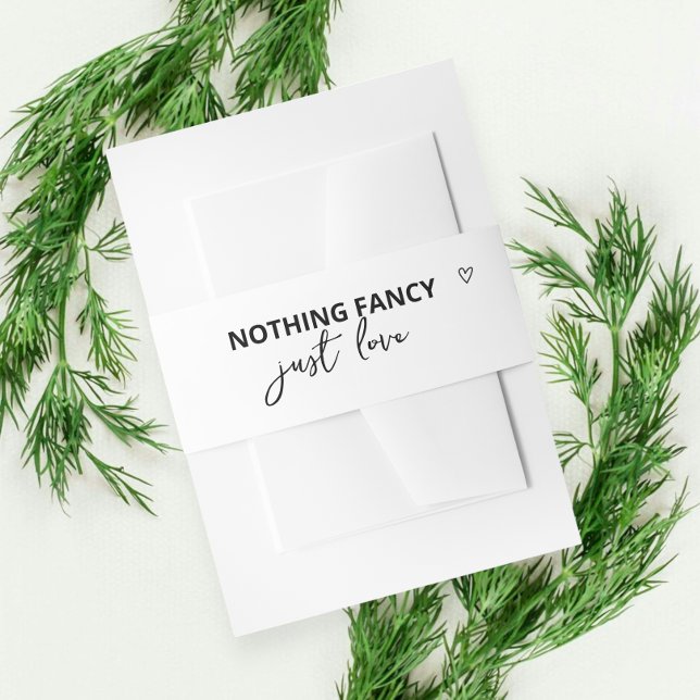 Nothing Fancy Just Love Minimalist Wedding Invitation Belly Band (Nothing Fancy Just Love Minimalist Wedding Invitation Belly Bands from Ricaso. Modern designer bands)