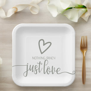 Nothing Fancy Just Love Minimalist Wedding Paper Plate