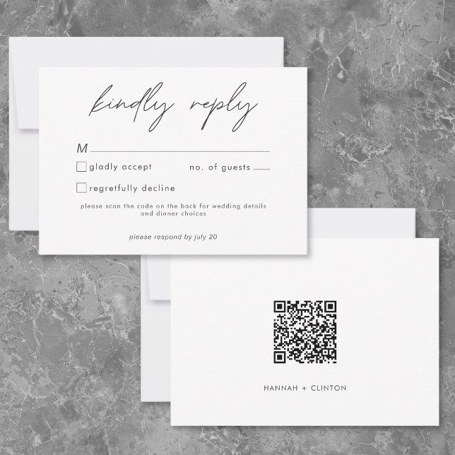 Nothing Fancy Just Love Minimalist Wedding QR Code RSVP Card (Nothing Fancy Just Love Minimalist Wedding QR Code RSVP Card)