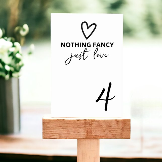 Nothing Fancy Just Love Minimalist Wedding Table Number (Nothing Fancy Just Love Minimalist Wedding Table Number cards from Ricaso. Easy add own numbers)