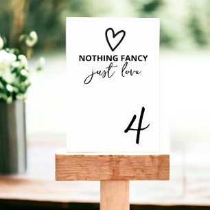 Nothing Fancy Just Love Minimalist Wedding Table Number