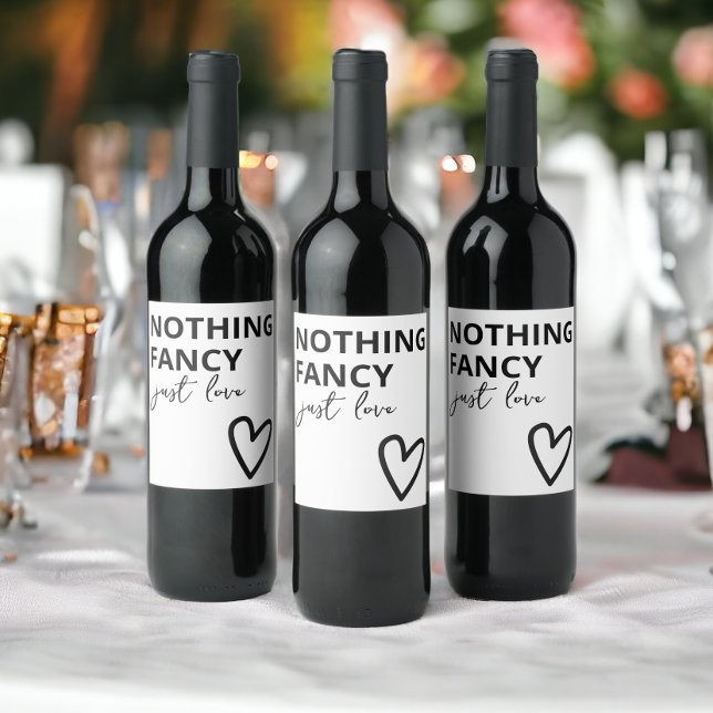 Nothing Fancy Just Love Minimalist Wedding Wine Label (Nothing Fancy Just Love Minimalist Wedding Wine Labels from Ricaso. Add to bottles for favors)
