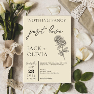 Nothing Fancy Just Love modern cute flower wedding Invitation