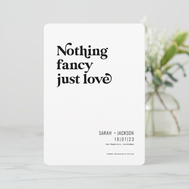 Nothing fancy just love, Modern Minimalist arch  S Save The Date (Standing Front)