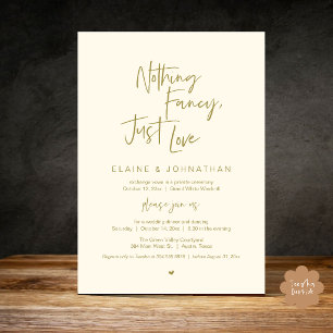 Nothing Fancy Just Love Modern Minimalist Casual Invitation