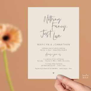 Nothing Fancy Just Love, Modern Reception Dinner  Invitation