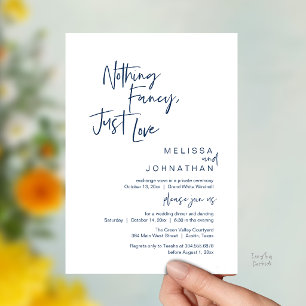 Nothing Fancy Just Love, Modern Wedding Dinner Invitation