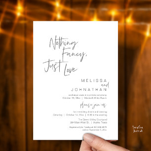 Nothing Fancy Just Love, Modern Wedding Dinner Invitation