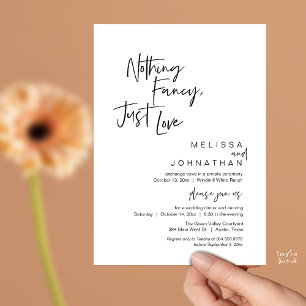 Nothing Fancy Just Love, Modern Wedding Reception Invitation