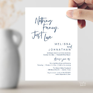 Nothing Fancy Just Love, Modern Wedding Reception Invitation