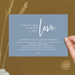 Nothing Fancy, Just Love, Modern Wedding Reception Invitation