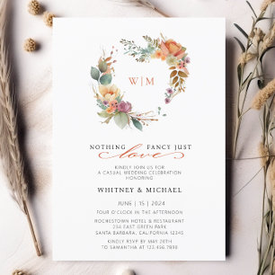 Nothing Fancy Just Love Monogram Casual Wedding  Invitation