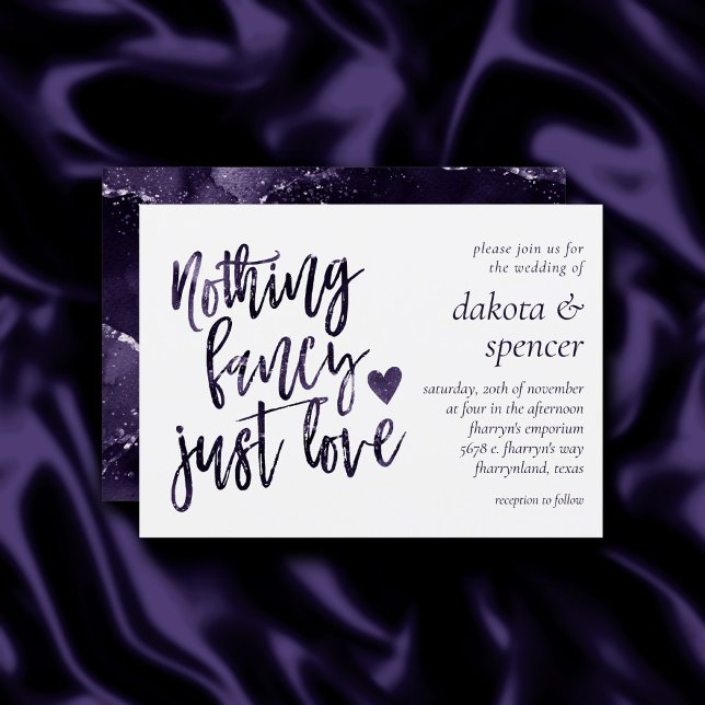 Nothing Fancy Just Love | Moody Midnight Indigo Invitation (Creator Uploaded)