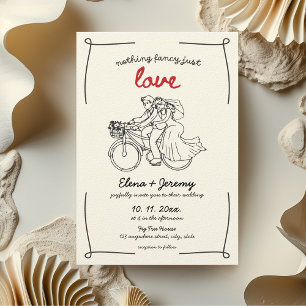 Nothing Fancy Just Love Motorcycle Hand Drawn Invitation