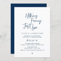 Nothing Fancy Just Love, Navy Blue, Elopement