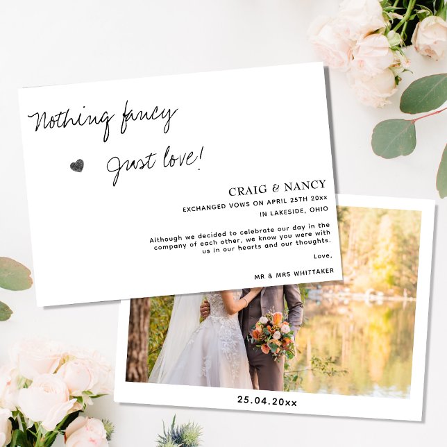 Nothing Fancy Just Love Photo Elopement  Announcement (Creator Uploaded)