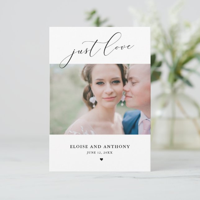 Nothing Fancy Just Love Photo Elopement Card (Standing Front)