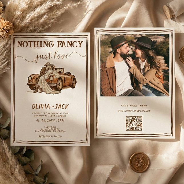 Nothing Fancy Just Love Photo QR Code Wedding   Invitation (Creator Uploaded)