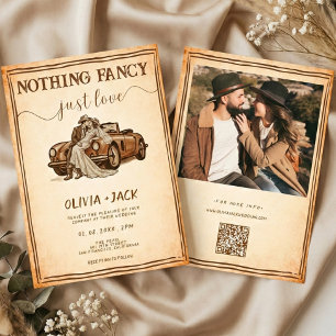 Nothing Fancy Just Love Photo QR Code Wedding Invitation