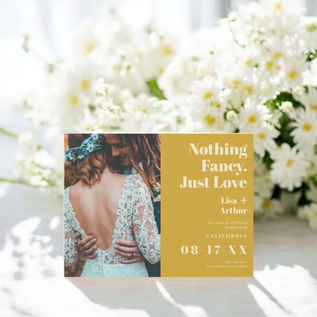 Nothing fancy just love photo save the date postcard (Nothing fancy just love photo save the date postcard)