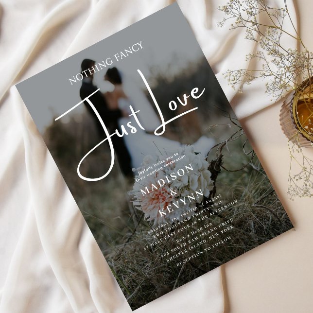 Nothing Fancy Just Love Photo Wedding  Invitation (Creator Uploaded)