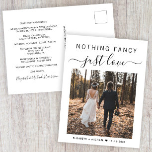 Nothing Fancy Just Love Photo Wedding Reception Invitation Postcard