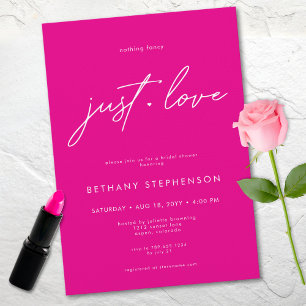 Nothing Fancy Just Love Pink Minimal Bridal Shower Invitation