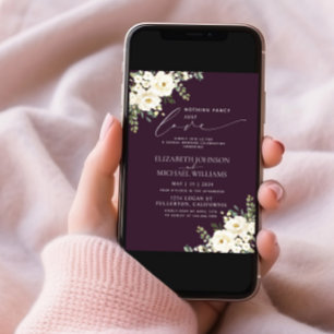 Nothing Fancy Just Love Plum Purple Photo Wedding Invitation