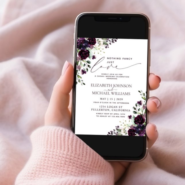 Nothing Fancy Just Love Purple Casual Wedding Invitation (Creator Uploaded)
