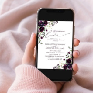 Nothing Fancy Just Love Purple Photo Wedding Invitation