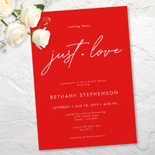 Nothing Fancy Just Love Red Minimal Bridal Shower Invitation