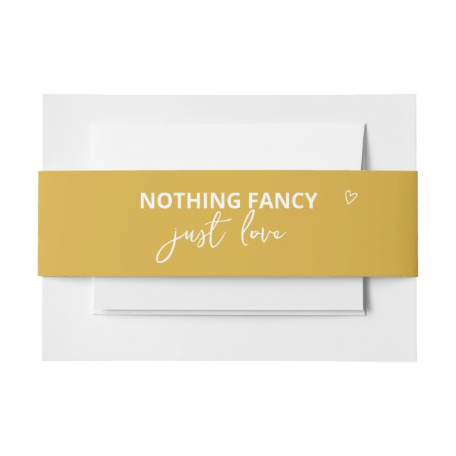 Nothing Fancy Just Love Retro 70s Wedding Invitation Belly Band (Front Example)