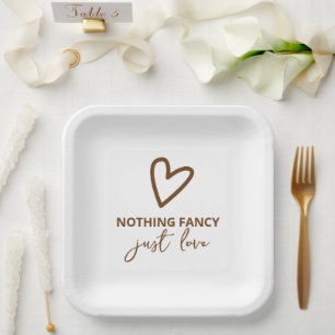 Nothing Fancy Just Love Retro 70s Wedding Paper Plate