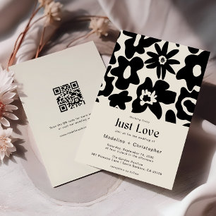 Nothing Fancy Just Love Retro Floral Wedding Invitation