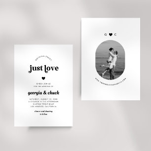 Nothing Fancy Just Love Retro Oval Photo Wedding Invitation