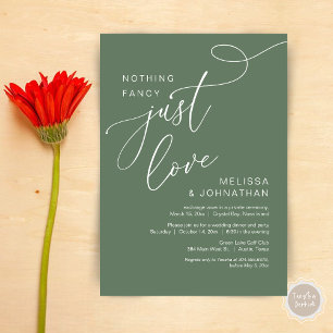 Nothing Fancy, Just Love, Romantic Wedding Dinner Invitation